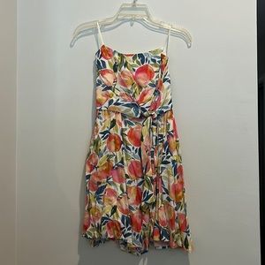 Peach strapless mini dress